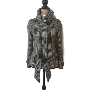 Anthropologie Tulle Belted Cowl Neck Jacket Size S